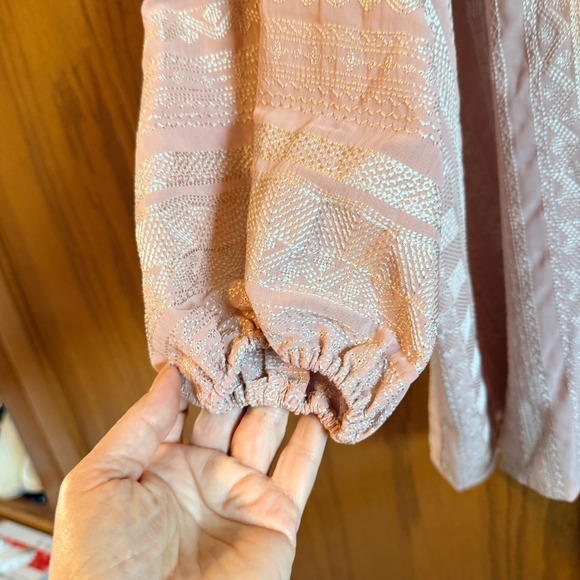 Khaadi West Size 14 Pink Embroidered Tassel Long Sleeve Boho Blouse Top - Picture 5 of 9